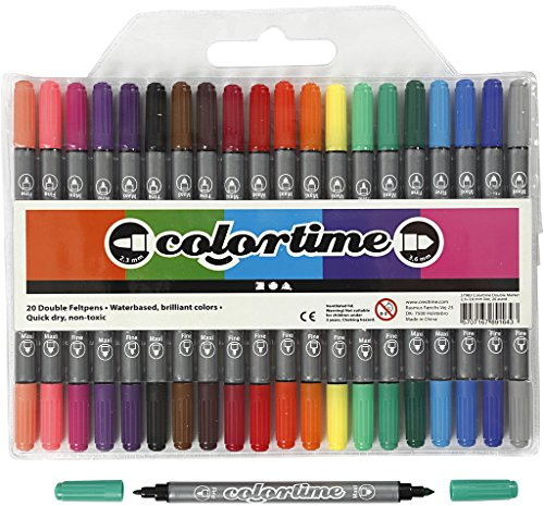Colortime Dual-Filzschreiber, 2,3+3,6 Strichstärke, 20 sort.