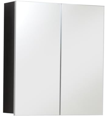 trendteam smart living - Line - Spiegelschrank - Grau/Weiß - Badspiegel modern mit vollständiger Spiegelfront - (BxHxT) 60 x 67 x 18 cm - 3 Fächer und 2 Einlegeböden