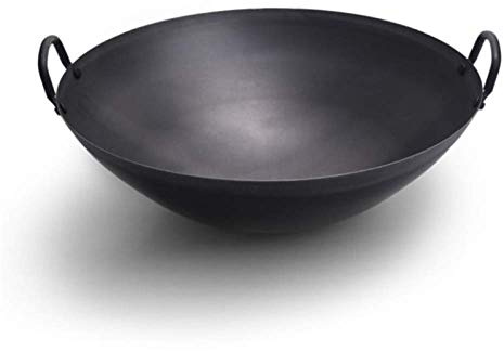 OWOHYG Pentola in Ghisa A Doppio Orecchio da 38 A 60 Cm, Calibro Fatto A Mano, Wok per Forno A Gas, Rivestimento in Ferro Antiaderente, Universale da 40 Cm