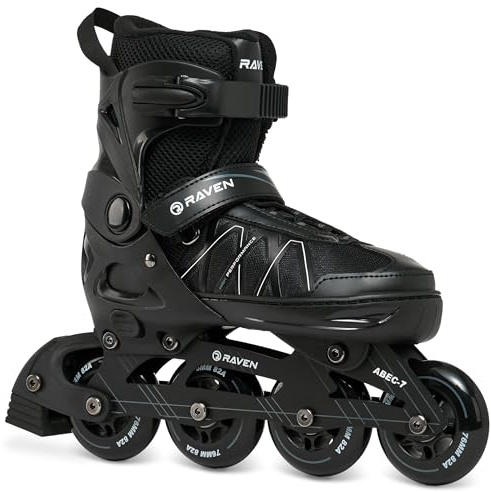 RAVEN - Inline-skridskor för barn och vuxna - Roller Skates för barn och vuxna - ABEC-7-lager, gummihjul - Black, 37-40 (23,5-26 cm)