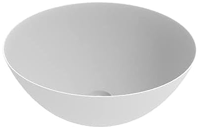 ERCOS Rundes Keramik Aufsatzwaschbecken, Badwaschbecken Farbe Mattweiß, ohne Überlauf, Maße 416x155 mm