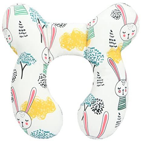 vocheer Baby-Reisekissen (aufgerüstet), Kopf- und Nackenstützkissen für Kinderwagen, Autositz, Kinderwagen für 0–12 Monate (Kaninchen)
