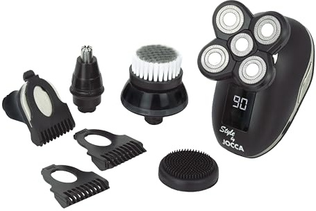 Jocca Set de Barba y Cuidado Facial - Cuchillas de Acero - Recargable - Autonomia hasta 1h - Incluye 2 Cabezales y 2 Cepillos