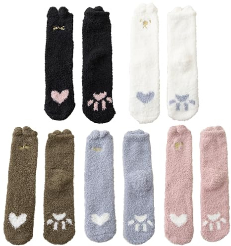 BDSHUNBF 5 Paia Calze Donna Invernali Termiche, Calzini Pelosi Morbidi Soffici per Casa, Regalo