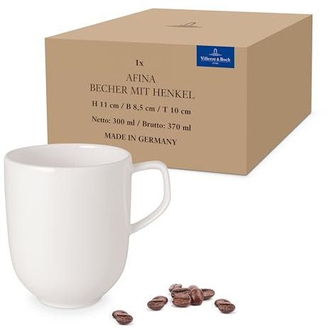 Villeroy & Boch - Afina Mugg av premiumporslin, vit, med handtag, Made in Germany-märkt, tål maskindisk och mikrovågsugn, stapelbar
