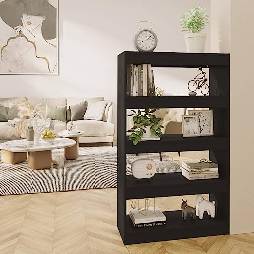 CKioict Eckvitrine Modernes Standregal Wohnzimmermöbel Bücherregal/Raumteiler Schwarz 80x30x135 cm Holzwerkstofffür Wohnzimmer, Schlafzimmer, Büro