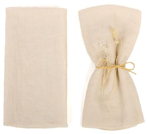 Niuoppy Cloth Napkin Set of 6, Soft Gauze Cotton Napkins, 16.5 x 16.5 Cotton Napkin, Reusable Napkins, Cloth Napkins for wedding, dinner, party, Daily Use (Light Brown), LHM202402221651