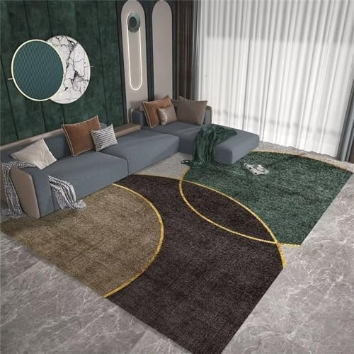 RUGMRZ Teppich Ornament Flickenteppich Waschbar Farbe Teppich Runde Linie Dekoration Weich und bequem Leicht Luxus Restaurant Teppich Teppich Für Esszimmer 80X150CM