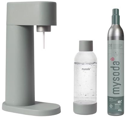 Mysoda Woody – Machine à eau pétillante en composite de bois, avec bouteille PET Quick-Lock sans BPA et cylindre CO2 – Vert sauge (Pigeon)