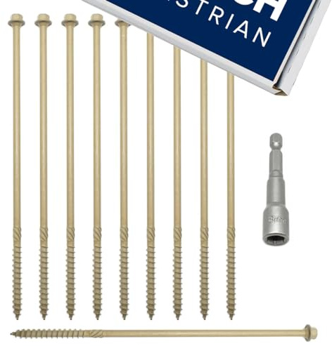 Heavy Duty Structural Railway Sleeper Landscaping Decking Frame Fixing Screws with Free 8mm Hex Bit ( 50 Pack of 75mm Wood Screws )