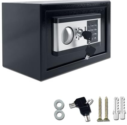 Froadp Cassaforte elettronica, 34 l, 38 x 30 x 30 cm, mini cassaforte per mobili con chiave, per hotel, montaggio a parete, password, cassaforte da parete, cassaforte per la casa