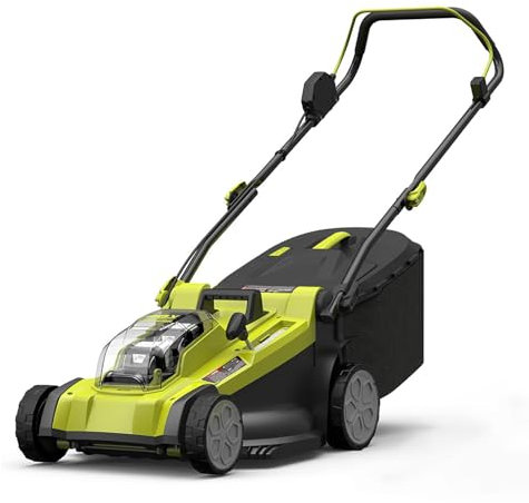 FfiMe Electric Lawn Mower, Lithium-Ion Battery Lawn Mower, 30L Large Grass Box, 33cm Cutting Width, 3 Adjustable Cutting Heights (30-70mm), Foldable for Storage, for Gardens, Yards, Farms