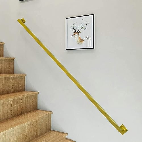 Goldene quadratische Handläufe für Treppen, 1,8 m, Wandmontage, Treppengeländer, Innen- und Außenbereich, Sicherheits-Haltegriff, industrielles Geländer, Dachboden-Treppen