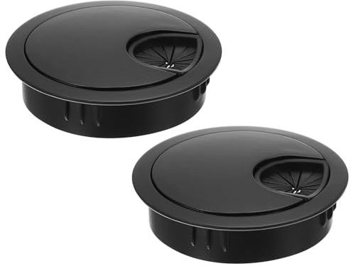 PATIKIL Cable Hole Cover, 2pcs 2.09inch/53mm Desk Wire Cord Cable Grommets Hole Cover for Office PC Desk Cable Organizer, Black