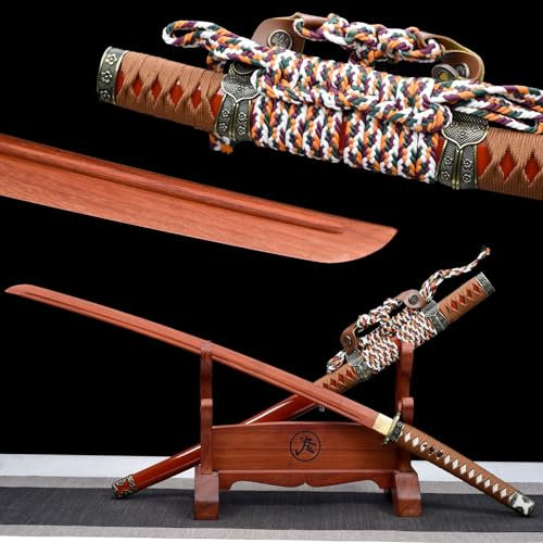 HJHUUA Tachi Legna Giapponese da 104 cm,Katana in Legno,bokken Fatto a Mano,Spade Samurai in Mogano Naturale per Allenamento Kendo,Regali,espositori,Cosplay,Oggetti di Scena