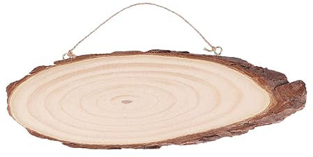 VILLCASE Ovale Holzscheiben Mit Rinde Ca Leere Plaketten Für Bastelprojekte Und Dekoration Mit Haken Und Juteseil