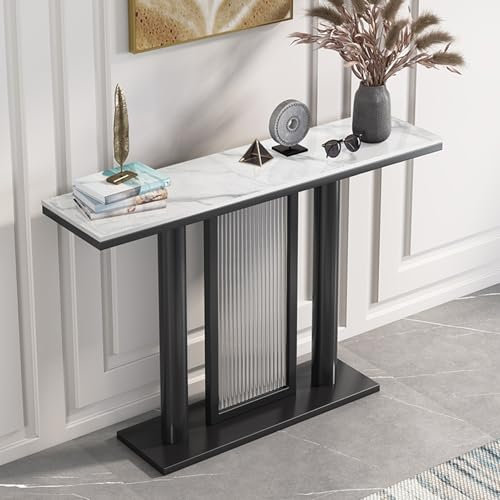 Table console étroite et élégante pour entrée, salon et couloir – Table d'appoint noire de 140 cm de long, table de canapé moderne, design compact pour les petits espaces