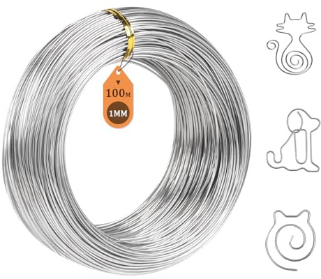SUPAWAY Rostfritt ståltråd Ø1,0mm Elastisk rostfritt ståltråd 100m Silverfärgad mjuk ståltråd Hantverksledning Bindtråd för DIY, trädgårdskabel, smyckestillverkning, skulpturstruktur