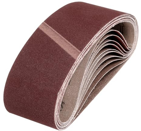 QUARKZMAN 100mm x 610mm Nastri Abrasivi, 10Pz 180 Grana Carta Vetrata per Levigatrice Ossido di Allumina Per Lavorazione Legno, Lucidatura Metalli, Affilatura Coltelli