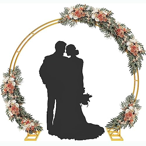 Metal Wedding Arch Moon Gate - Sturdy Round Arch for Bridal Decor, Outdoor Events & Garden Weddings - Elegant Heavy Duty Circle Backdrop for Ceremony