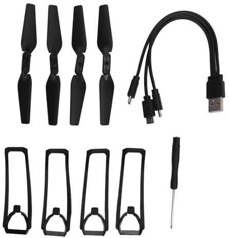 RiToEasysports Drohnenteile, Faltbare Quadrocopter-Ersatzteile, Schutzabdeckungen und Propeller, Wartungsset mit Ladekabel für das Drohnenmodell E88 E99 E100 K3