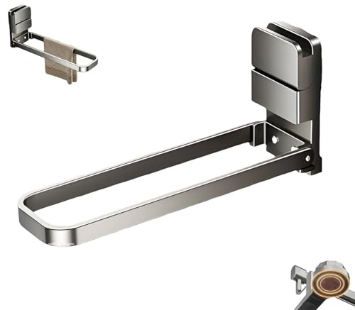 Appendi Asciugamani Bagno, 22.4cm Porta Asciugamani Ventosa, Acciaio Inossidabile, Pieghevole, Rotazione Di 90 Gradi, Porta Salviette Bagno Senza Forare, Per Bagno E Cucina