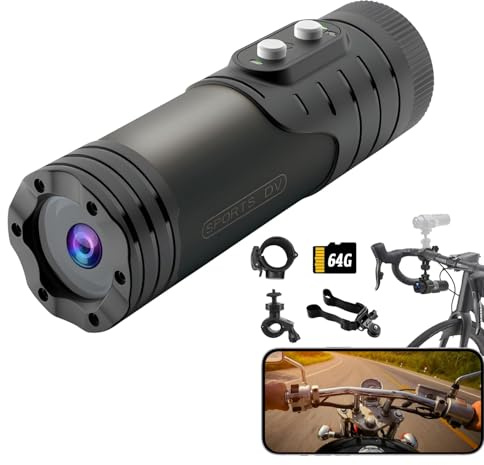 VITUZONE Motorcycle Helmet Camera, HD 1080P Bike Video Camera, Motorbike Helmet Camera, Outdoor Sports Mini Action Camera for Cars Bicycle Motorbike Shooting Riding Skiing (64, GB)