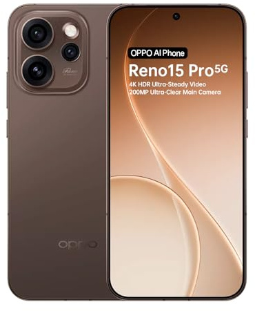 OPPO Reno15 Pro Smartphone, 12+512 GB, Fotocamere Principali da 200 MP, Teleobiettivo da 50 MP, video 4K, AMOLED 120Hz, Batteria 6200 mAh, SUPERVOOC 80W, Dimensity 8450, IP69, Marrone Crepuscolare