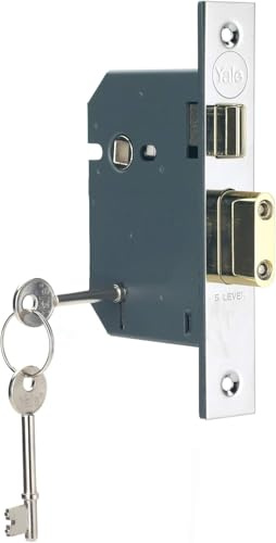 Yale B-BSSL-2.5-PB British Standard 5 Lever Mortice Sashlock, Brass Finish, Boxed, Suitable for External Doors, 2.5 Inch/64 mm