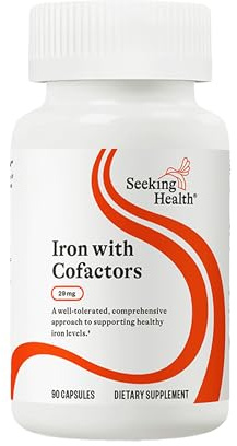 Seeking Health Iron with Cofactors, as Ferrochel Ferrous Bisglycinate, Vitamin A and C Cofactors, Digestive Enzymes for Optimal Iron Absorption, Vegan and Vegetarian (90 Capsules)*
