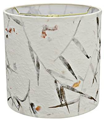 Aspen Creative 31223 Transitional Drum (Cylinder) Shaped Spider Construction Lamp Shade in Off White with Leaves and Petals in Paper, 8 Wide (8 x 8 x 8)