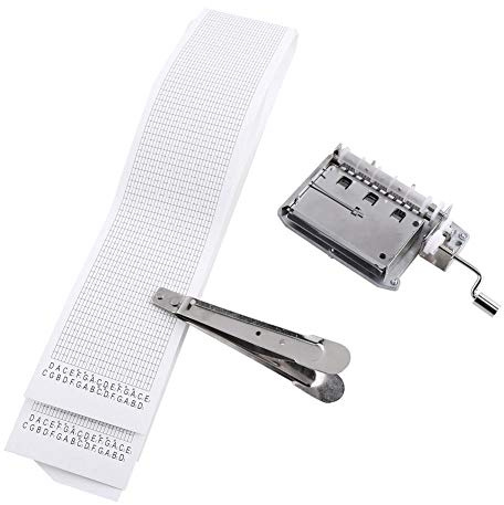 Fdit Music Box 30-Note Manovella Movimento del Nastro Parte allegata A Puncher in Metallo e 3 Strisce DIY Your Songs