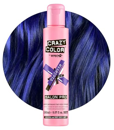 Crazy Color Violette Semi-Permanent Hair Dye. Highly Pigmented Deep Purple Conditioning & Oil Nourishing Vegan Formula | No Bleach or Ammonia | Limited Edition 150ml Size