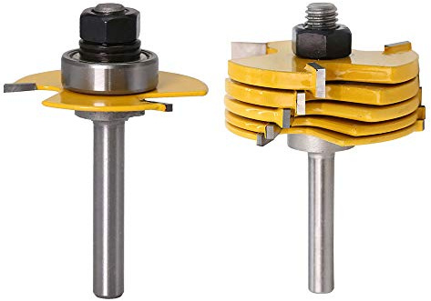 Yakamoz 1/4 Inch Shank 3-Wing Adjustable Slot Cutter Router Bit Set with Bearings | 6-Picecs Slotting Cutting Blades, 1/2 Inch Cutting Depth, 6 Different Cutting Widths