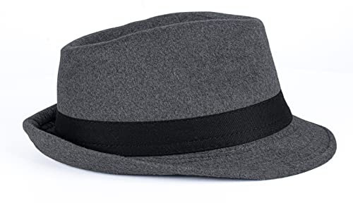FBBULES Fedora Hut Damen Herrenhüte Breiter Krempe Filzhut Panama Hut Filzhut Winterhut Wintermütze Trilby Hüte Klassische Outdoorhut für Hochzeit Talent Show Performance Dunkelgrau