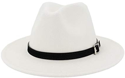 Zylione Herren & Damen Fedora Hut Trilby Hüte Baumwollfilz Fedora Trilby Hut Große Kostüm-Accessoires für Herren Panama Kappe Knautschbar für Reisen, B-weiß, Einheitsgröße
