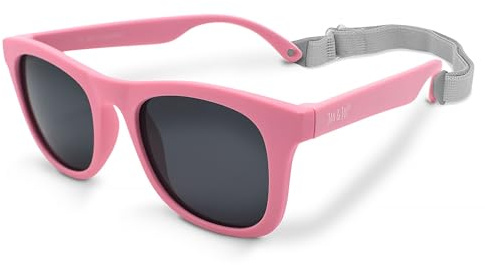 Jan & Jul Baby Girl Sunglasses with Strap, Flexible Soft Frames (S: 6 Months - 2 Years, Peachy Pink)