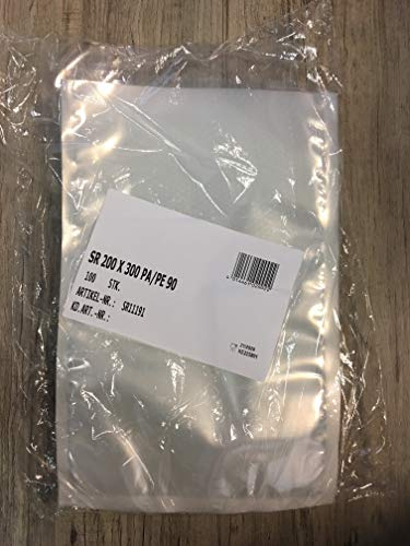 Allfo 1000 Stück glatte Vakuumbeutel Siegelrandbeutel Gefrierbeutel, 200 x 300 mm, Polyethylen (PE), Selbstklebend, Luftdicht, Auslaufsicher, Allergenfrei, Klar, Wiederverwendbar, Versiegelte Ränder