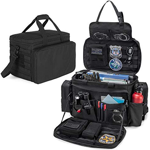 Trunab Polizei Tasche Taktische Tasche Range Bag, Molle Organizer Vordersitz-Organizer Passend für Beifahrersitz, Reisetasche Militär, Getränkehalter, kompatible mit Auto