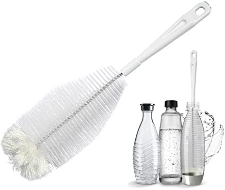 Maison d'Altair- Cepillo para Limpiar Botellas con Cerdas de Nylon y Cabeza de Algodon. Cepillo Compatible con Botellas de Cristal, Botellas de Agua, Biberon y mas.