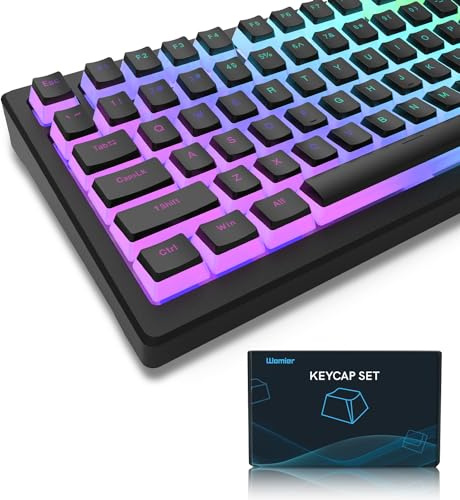 Womier XVX Pudding Keycaps,141+24 Custom Keys Set, OEM Profile, Universal Compatiability for 100%, 75%, 65%, 60% Keyboard (Black)
