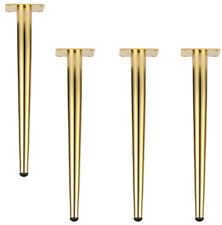 4 Stück Ersatz Metall Möbelfüße Möbelfüsse,Austauschbare Kegel Möbelbeine,DIY Tischbeine Schrankfüsse Bett Möbel Stühle Couchtisch Sofa Füße Kabinettbeine Beine,10-72cm Hoch (35cm/13.8in,Gold)