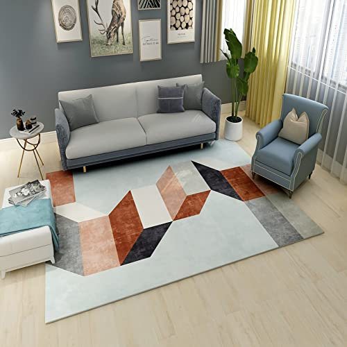 Teppich Teppich Flur Zimmer Einrichtung Gelb grau 3D abstraktes geometrisches Design Wohnzimmer Sofa Teppich flokati Teppich waschbar 80x160cm