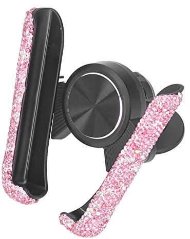 Support de téléphone portable automatique réglable, support de téléphone de voiture bling ferme anti-rayures pour la décoration automobile(rose)