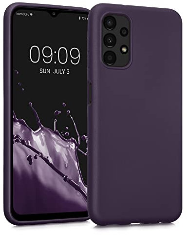 kwmobile Case Compatible with Samsung Galaxy A13 4G Case - Soft Slim Metallic TPU Silicone Cover - Metallic Berry