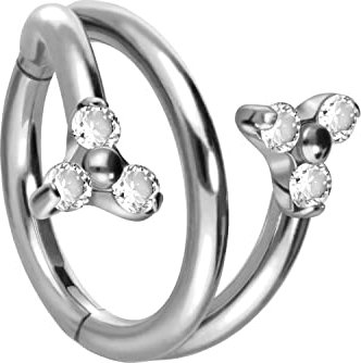 PIERCINGLINE Titan Segmentring Clicker 3 RINGE + 2 KRISTALLBLUMEN Piercing Nase Septum Ohr Tragus Helix Roségoldfarben
