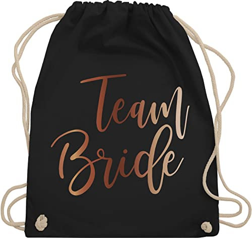 Turnbeutel Rucksack - JGA Junggesellenabschied Frauen - Team Bride Bronze Team Braut - Unisize - Schwarz - tasche brauttaschen bachelorette party stoffbeutel junggesellinnenabschied outfit