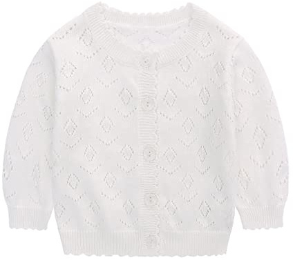 famuka bebé niña Ropa de Punto suéter Cardigan Chaqueta suéter Primavera el Verano otoñoropa de bebé (Blanco,6M)