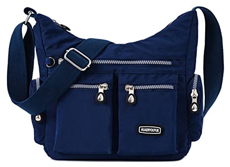 NOTAG Umhängetasche Damen Leichte Mehrfach-Taschen Handtasche Wasserdicht Nylon Damen Sportliche Schultertasche (Dunkelblau)