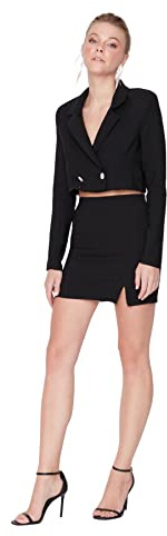 Trendyol Damen Mini Bodycone Bodycon Webstoff Rock, Schwarz, 38